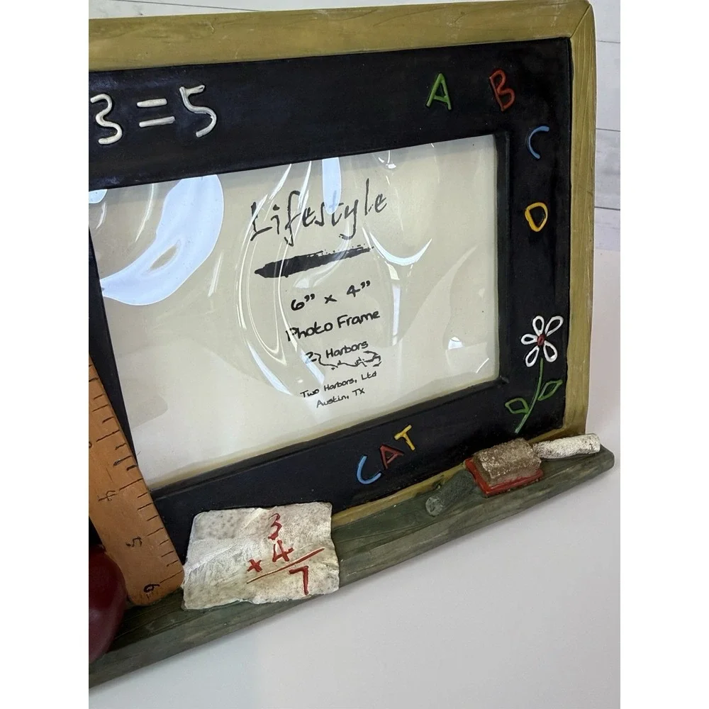 Teacher Classroom Chalkboard Picture Frame 6x4 Apple Ruler School Decor